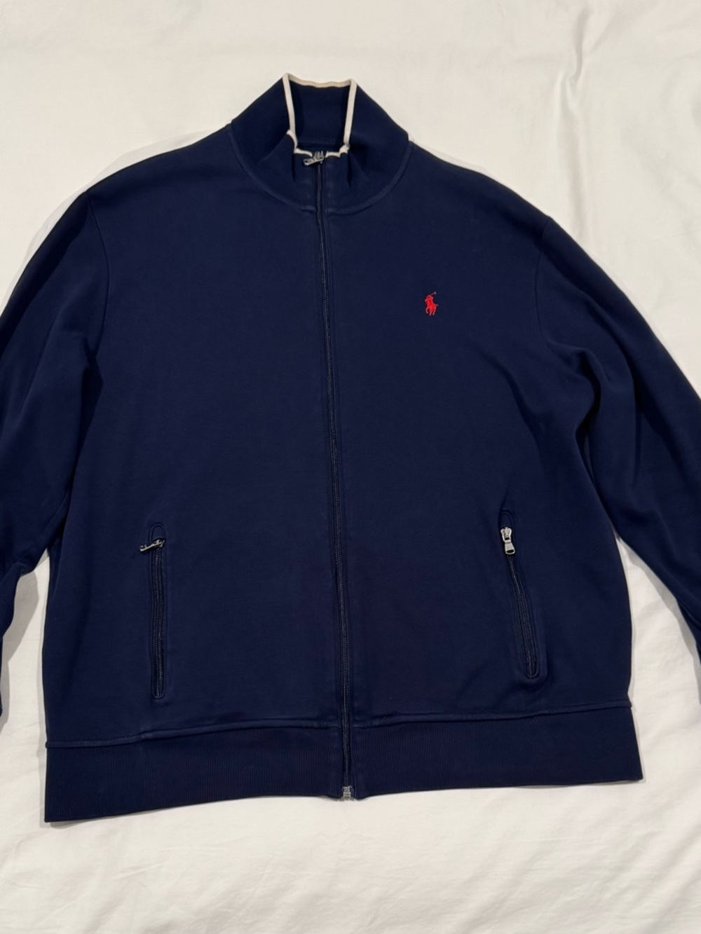 Polo Ralph Lauren Men's Navy And White Stripe Track Jacket Size XL